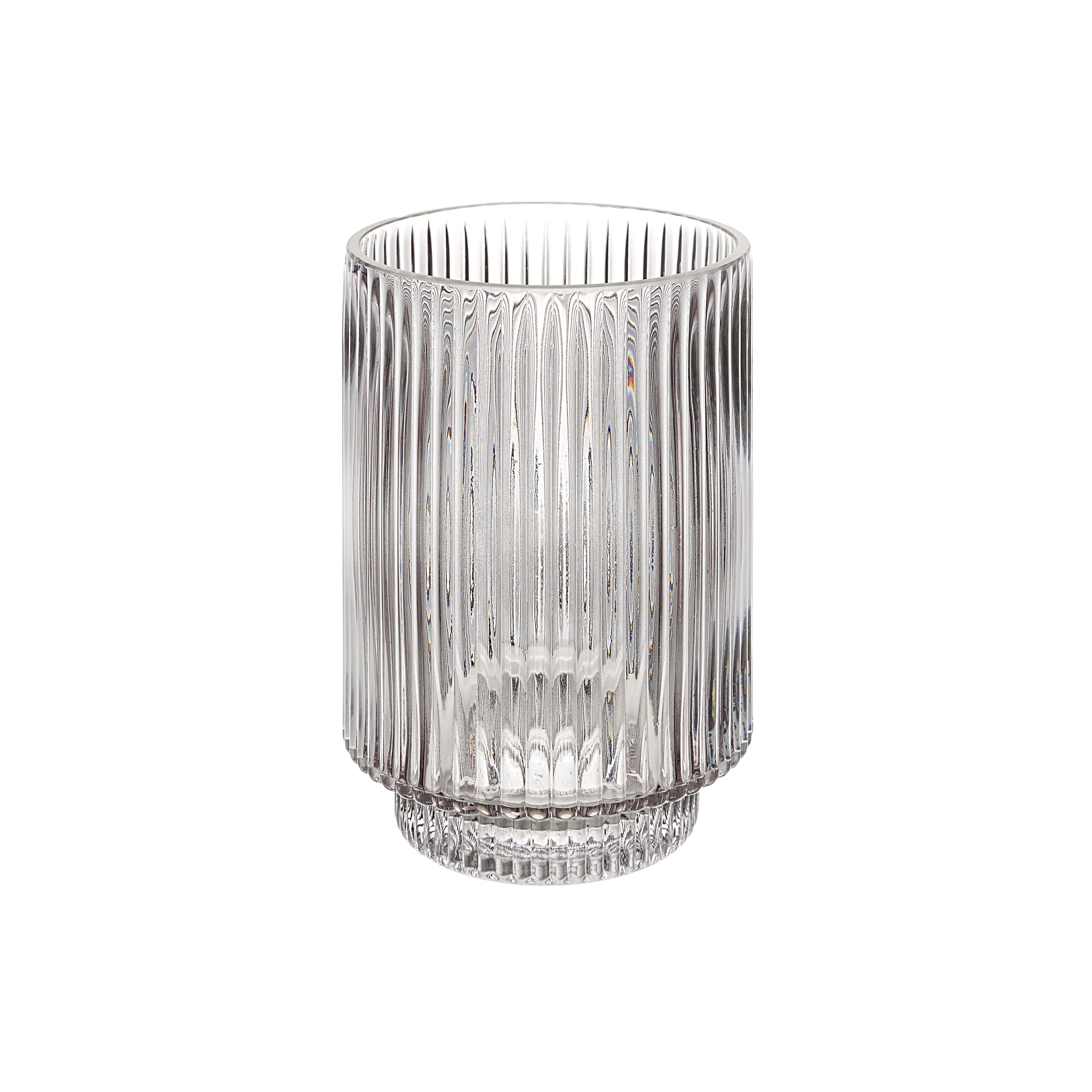Amiens vase by Renwil, mouth-blown glass, grey fluted