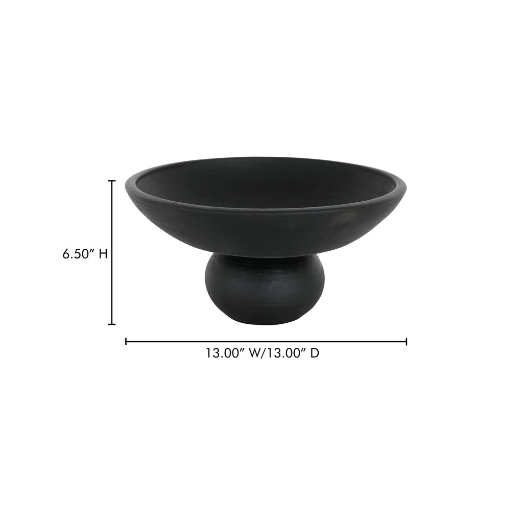 Asha decorative bowl by Moe's Home Collection, black terracotta, wide shallow form