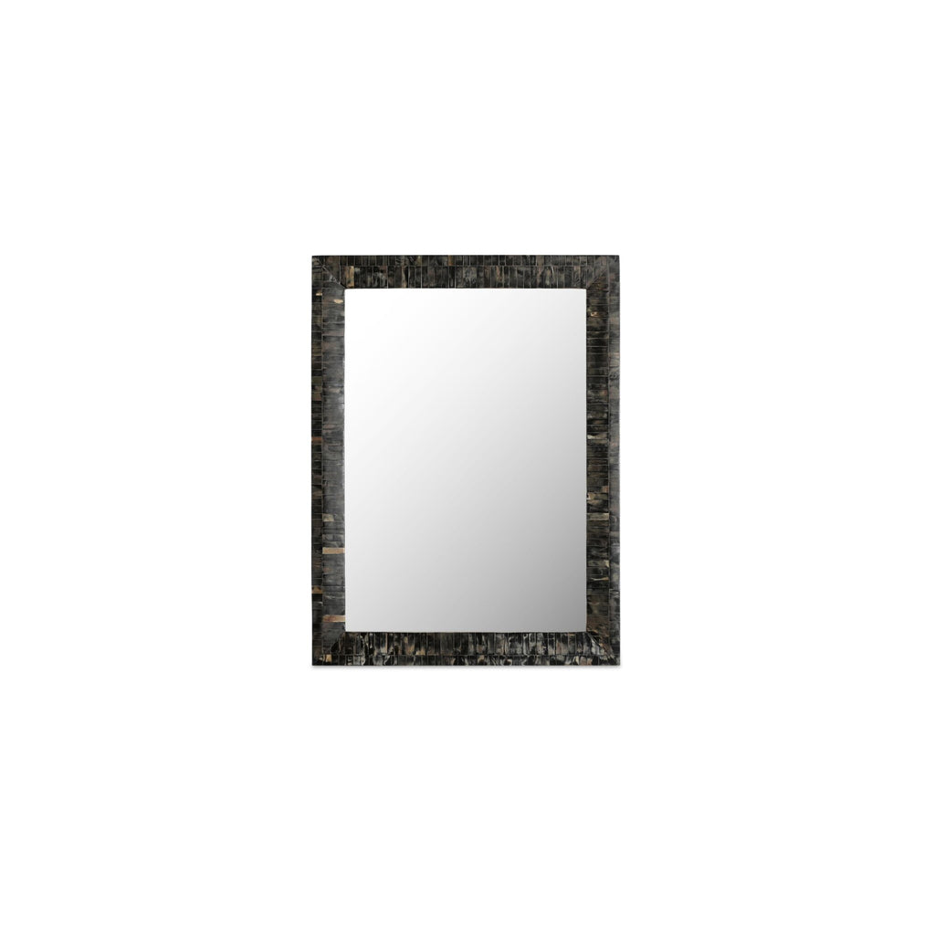 Avis wall mirror by Moe's Home Collection, horn inlay frame, cream caramel tones