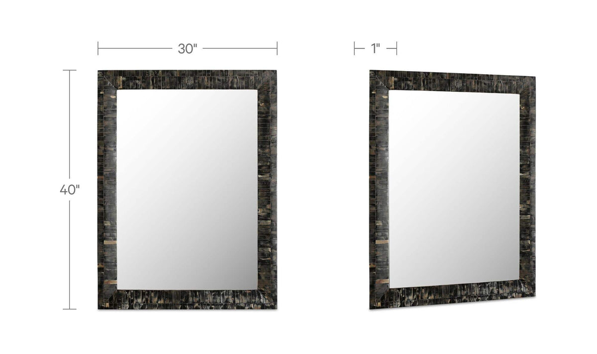 Avis wall mirror by Moe's Home Collection, horn inlay frame, cream caramel tones