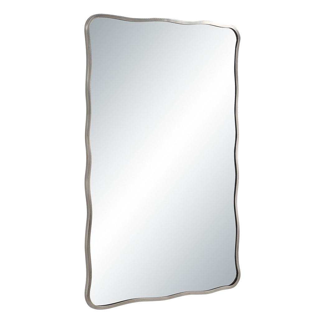 Balsa wall mirror by Renwil, iron, antique nickel finish
