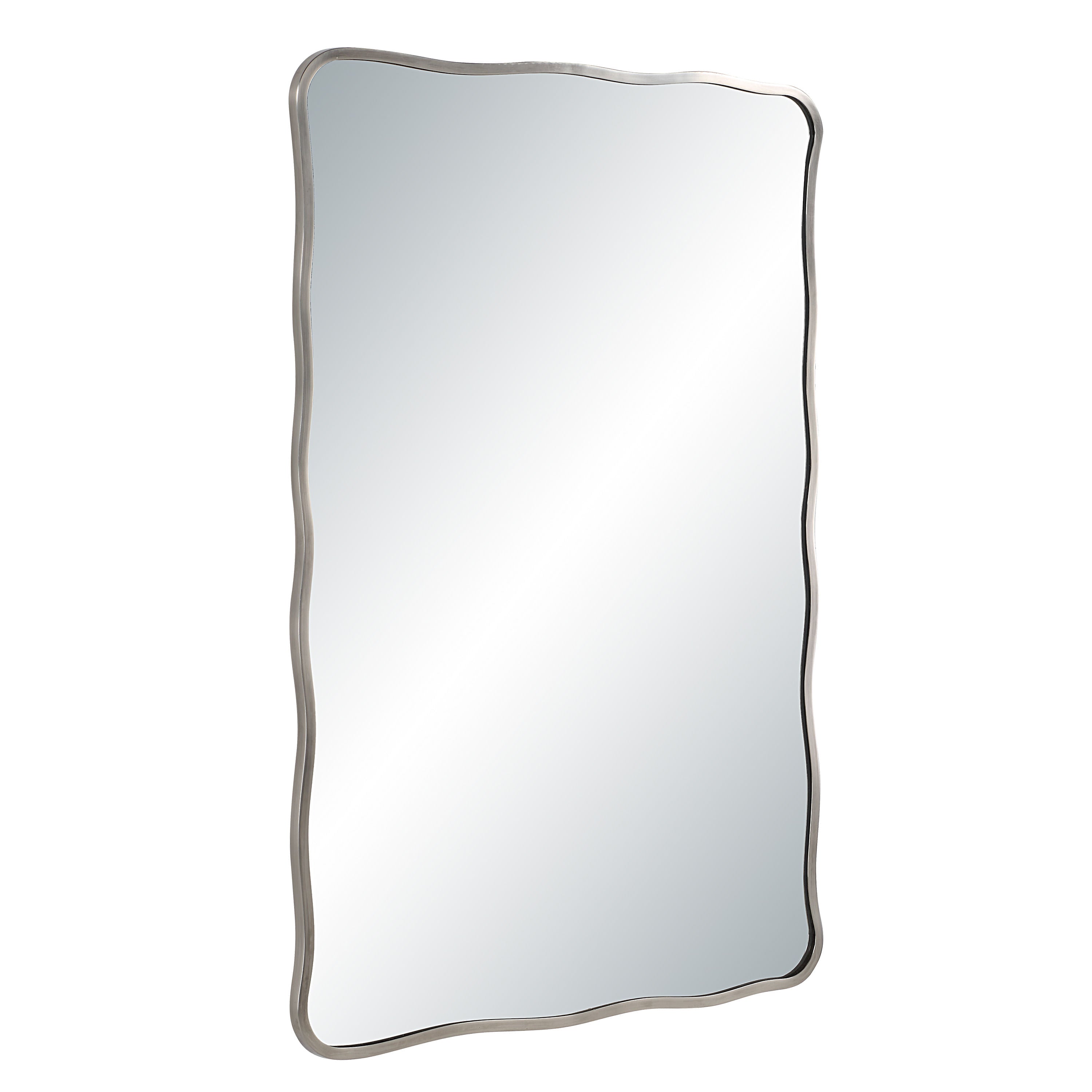 Balsa wall mirror by Renwil, iron, antique nickel finish