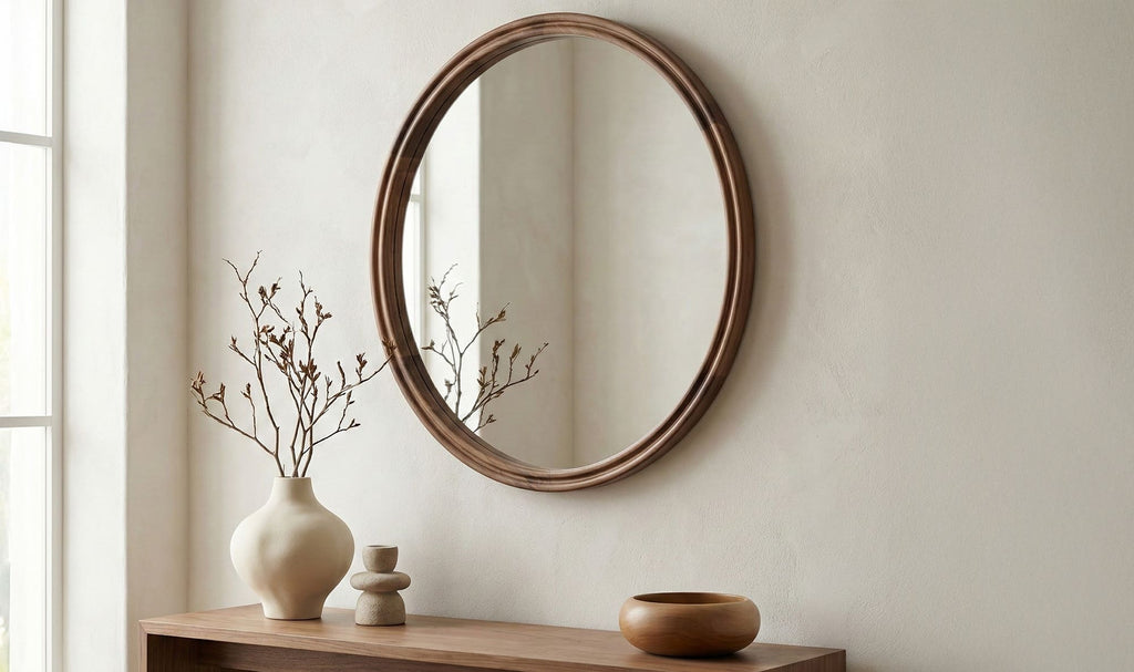 Solid Wood Alcott Small Round Mirror