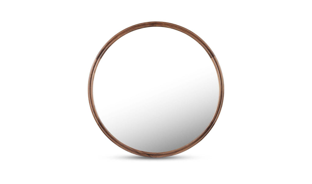Solid Wood Alcott Small Round Mirror - Walnut