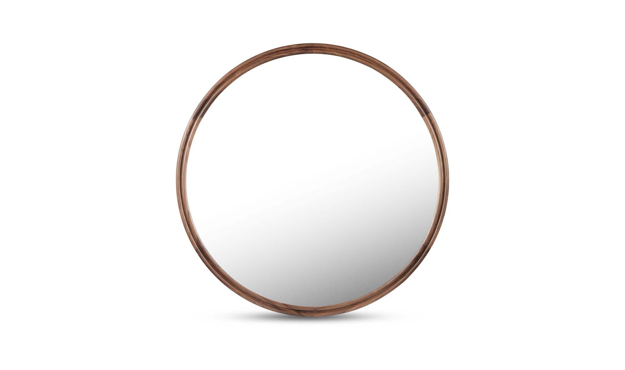 Solid Wood Alcott Small Round Mirror - Walnut