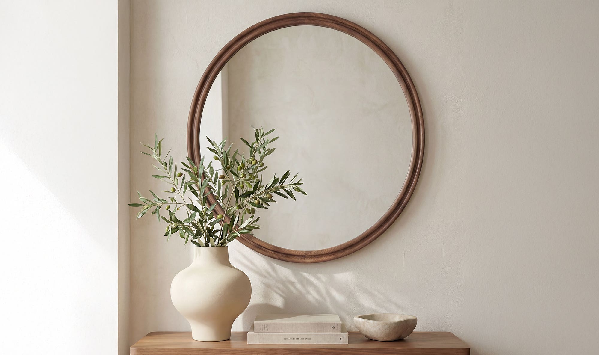 Solid Wood Alcott Large Round Mirror
