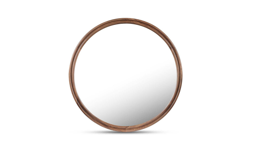 Solid Wood Alcott Large Round Mirror - Walnut