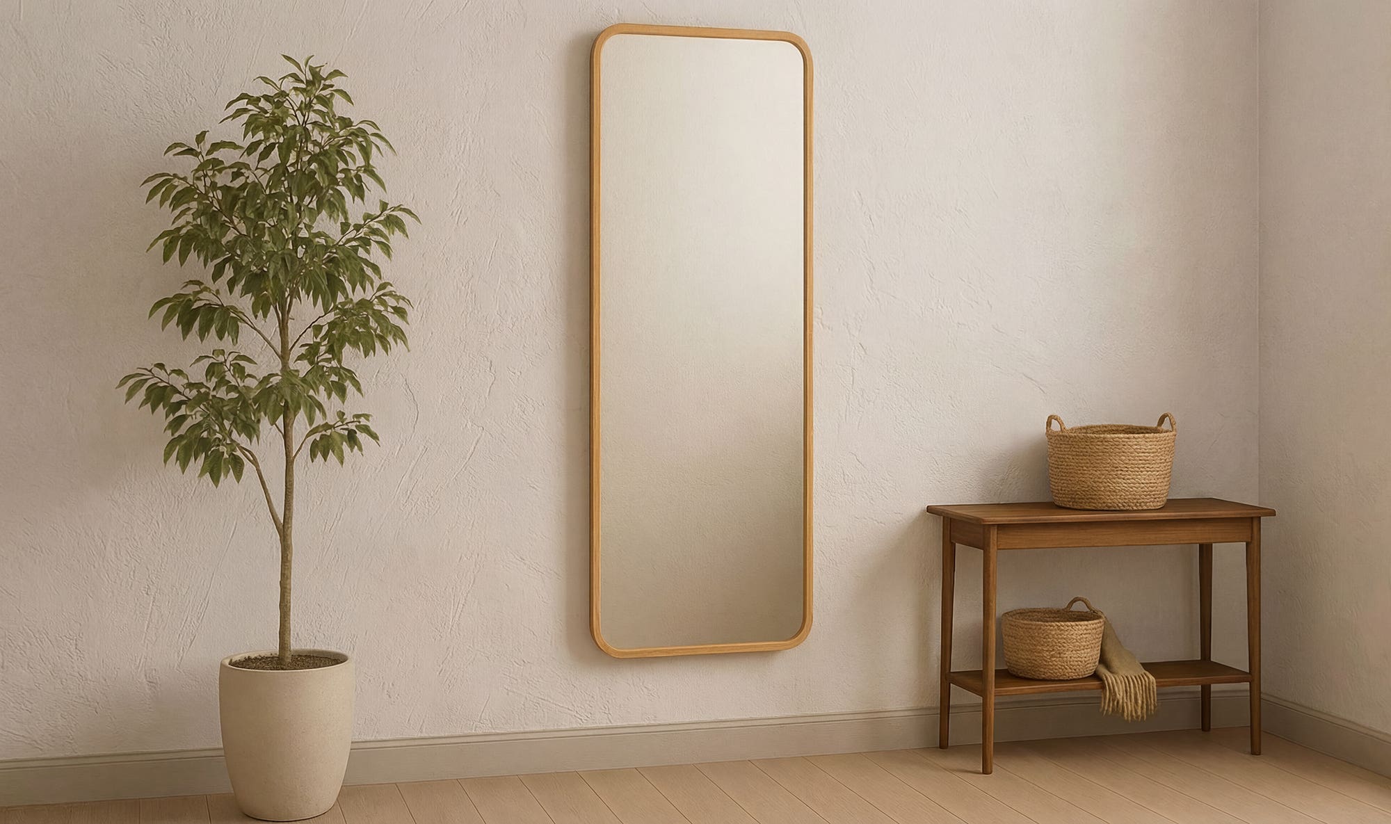 Solid Oak Kai Floor Mirror