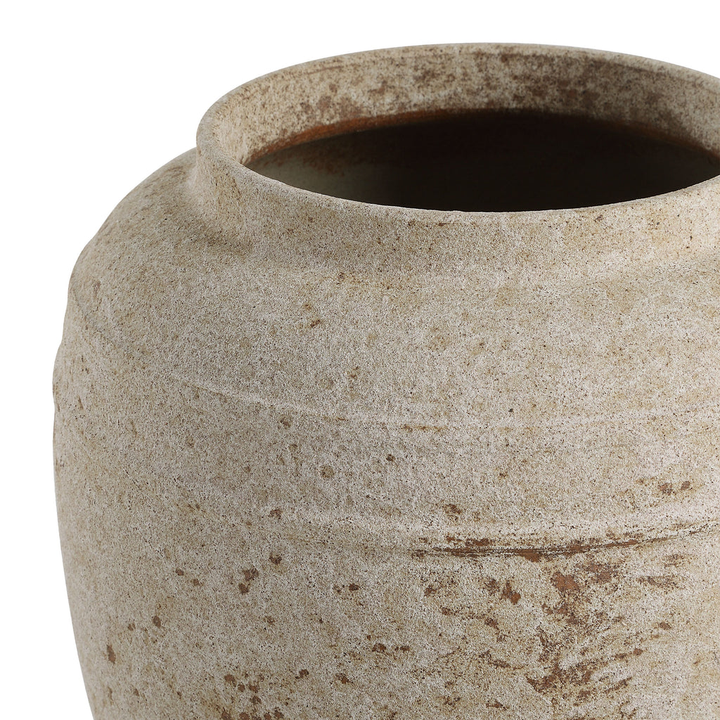 Beckton vase by Renwil, terracotta, antique beige, hand-finished