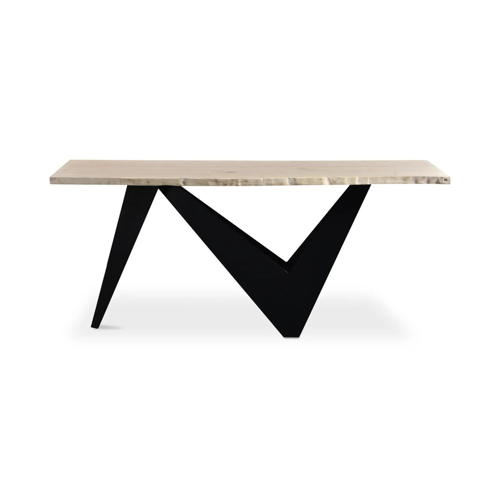 Bird console table by Moe's Home Collection, natural solid wood, refined leg profile