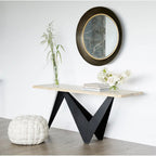 Bird console table by Moe's Home Collection, natural solid wood, refined leg profile