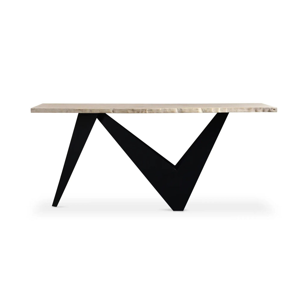 Bird console table by Moe's Home Collection, natural solid wood, refined leg profile