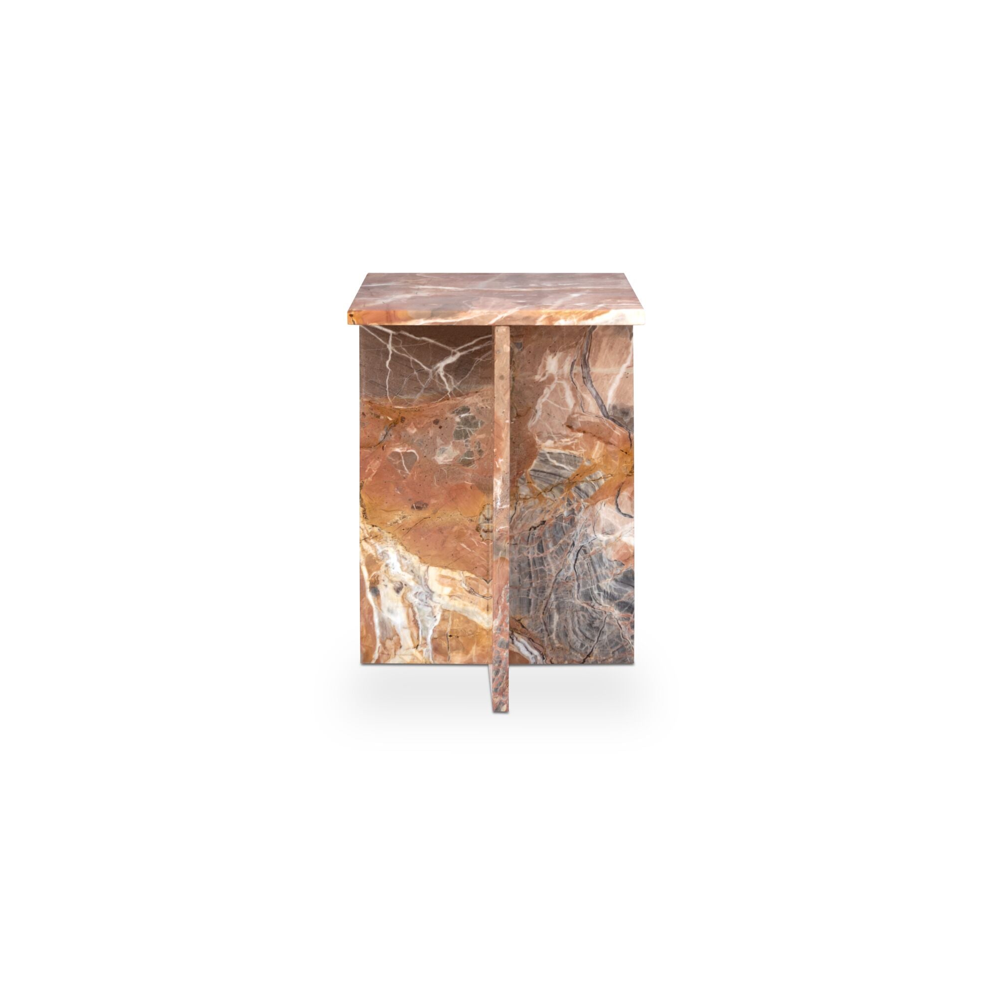 Blair accent table by Moe's Home Collection, Orange Levante marble, warm peach rust veining