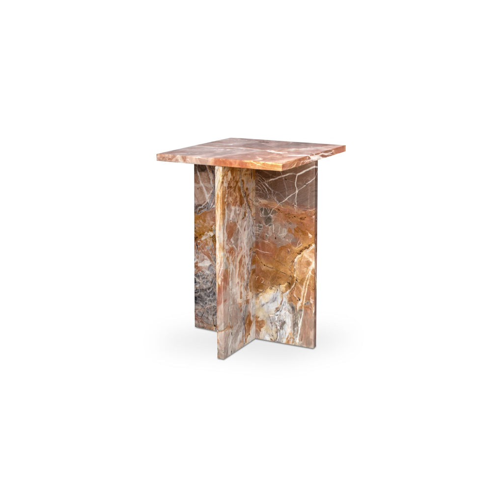Blair accent table by Moe's Home Collection, Orange Levante marble, warm peach rust veining