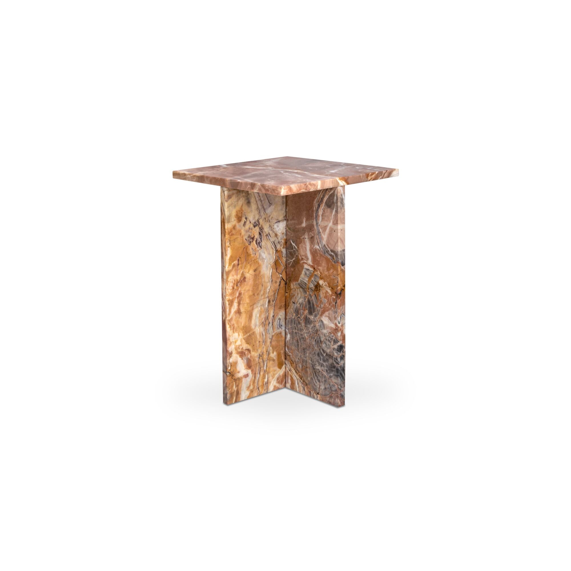 Blair accent table by Moe's Home Collection, Orange Levante marble, warm peach rust veining