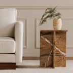 Blair accent table by Moe's Home Collection, Orange Levante marble, warm peach rust veining