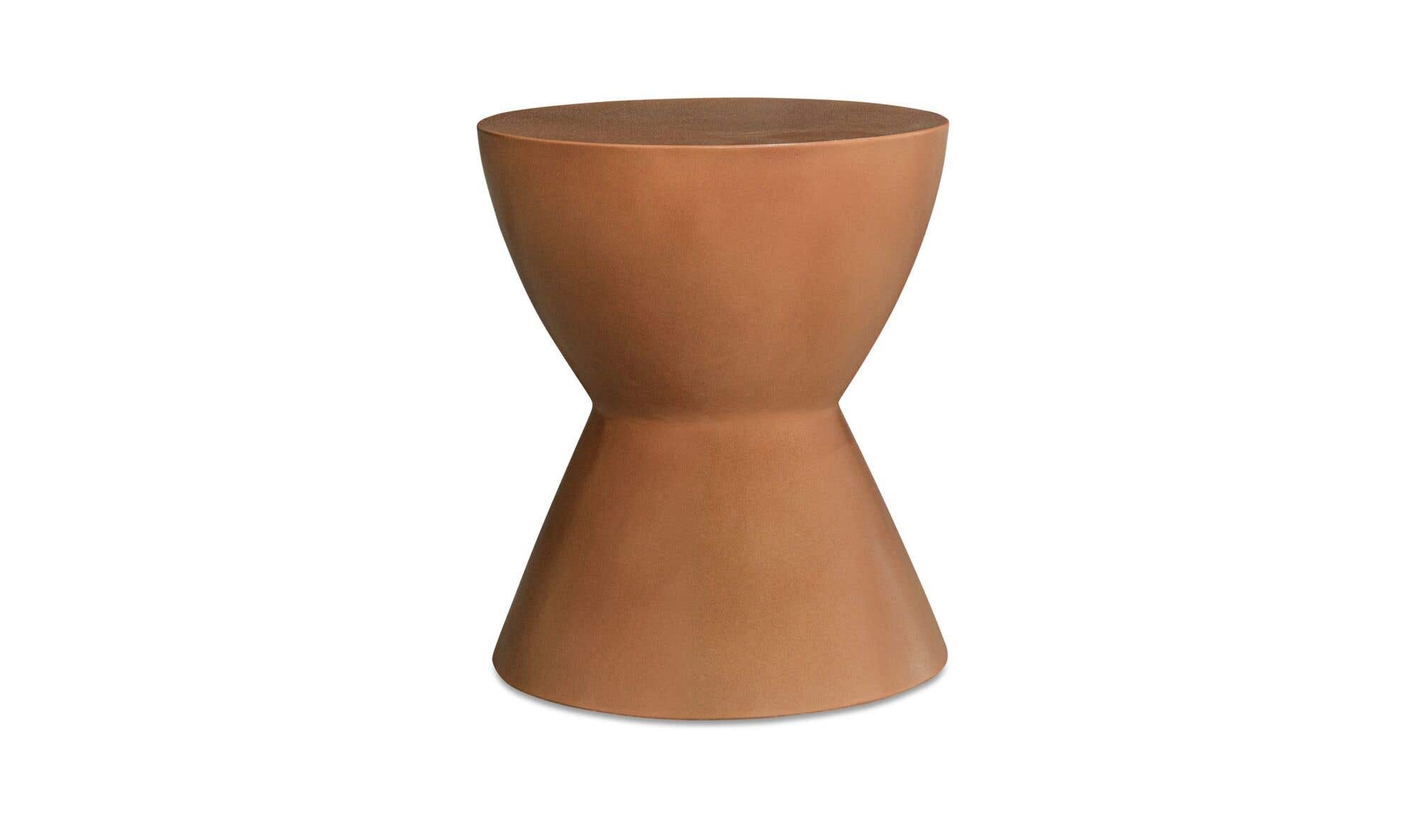 Concrete Outdoor Hourglass Stool Terracotta