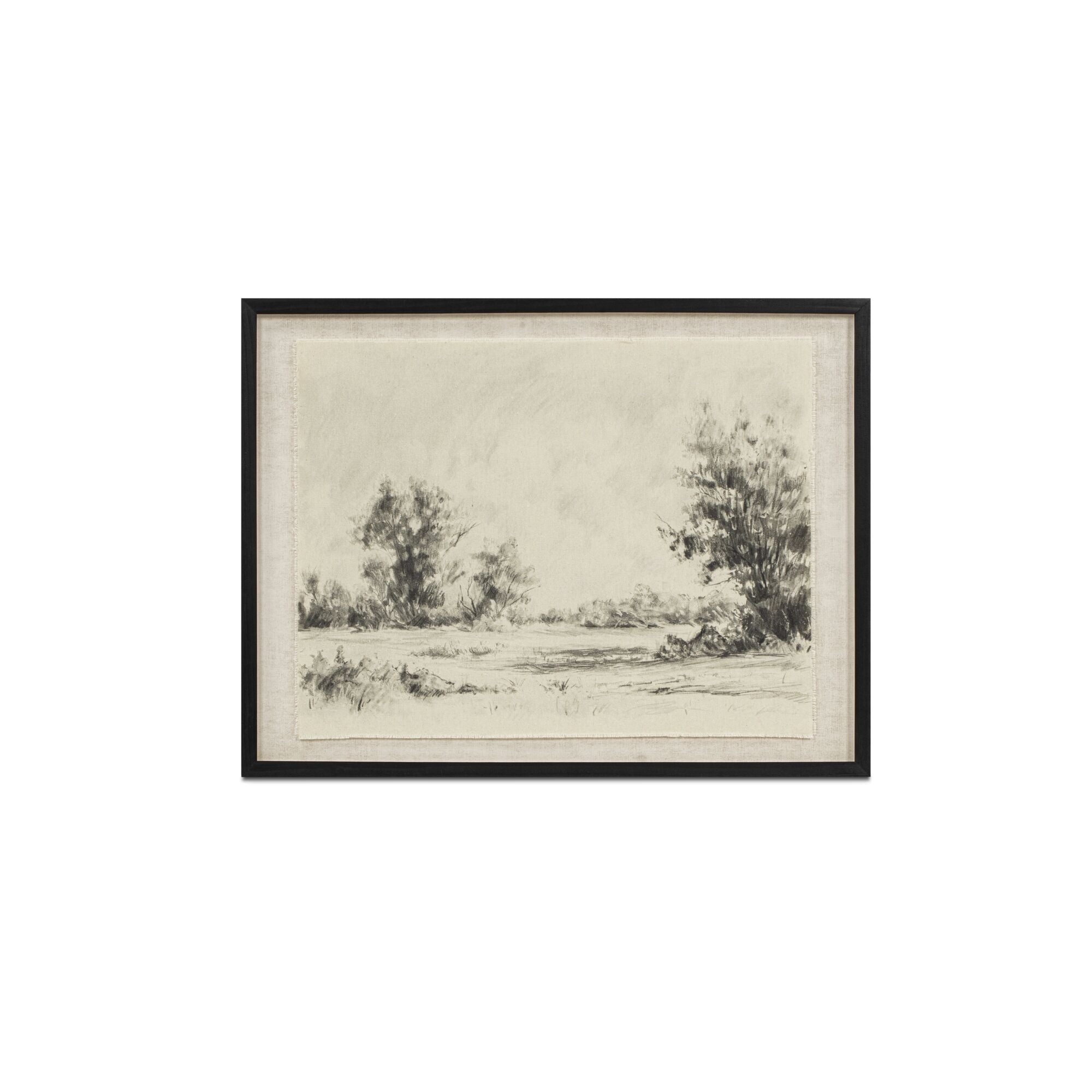 Briar framed print on linen by Moe's Home Collection, natural wood frame, woven linen ground
