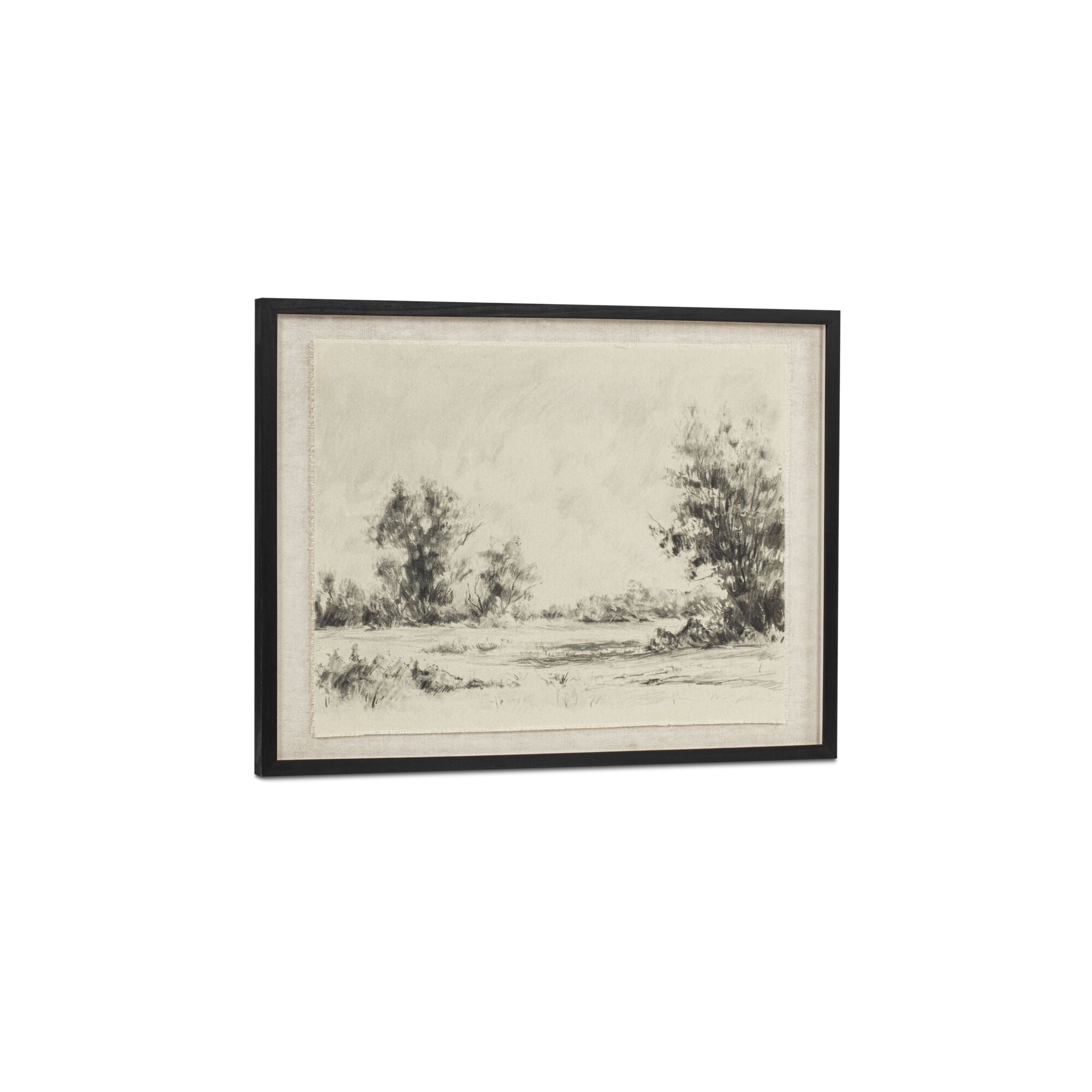 Briar framed print on linen by Moe's Home Collection, natural wood frame, woven linen ground