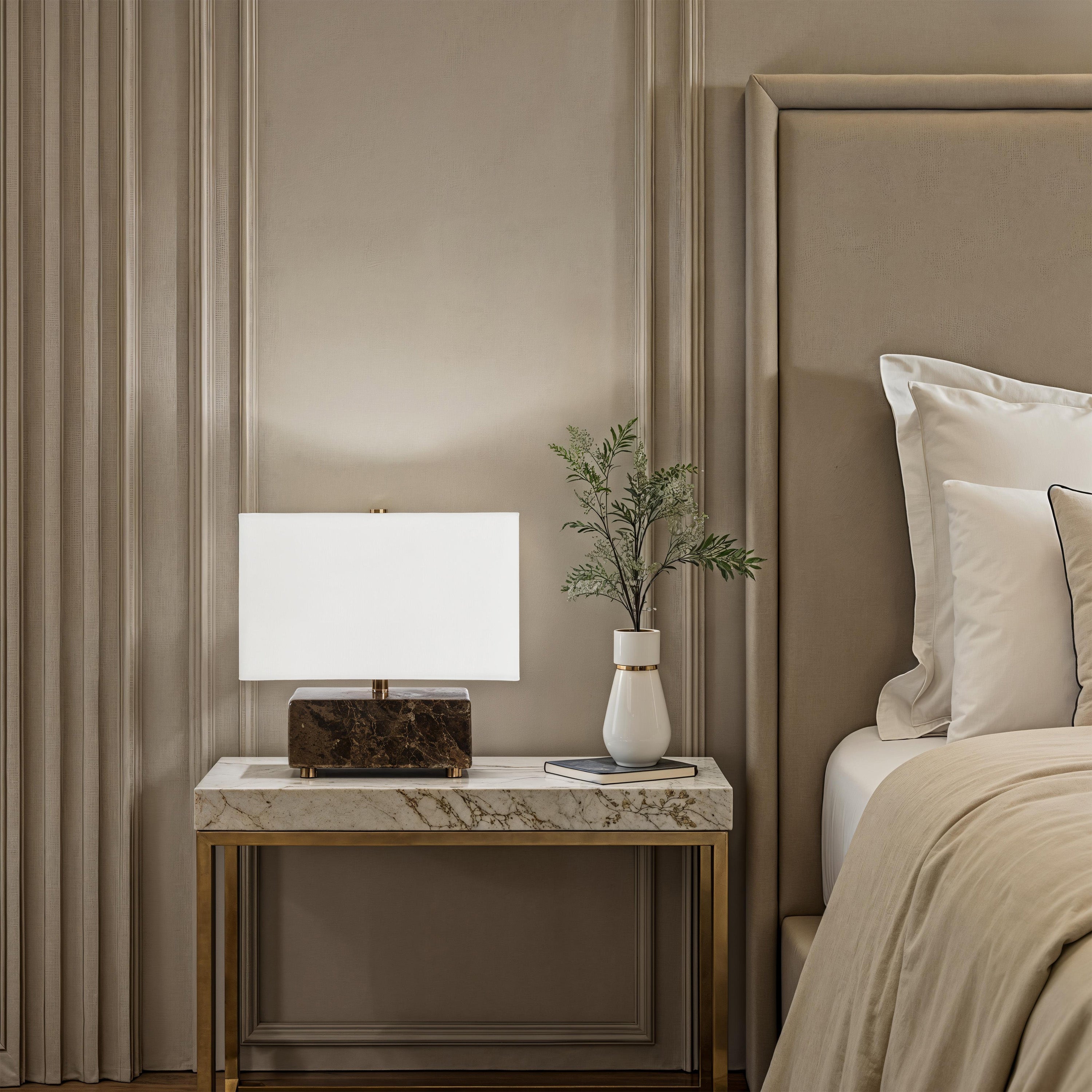 Cabo table lamp by Renwil, Emperador marble, brown