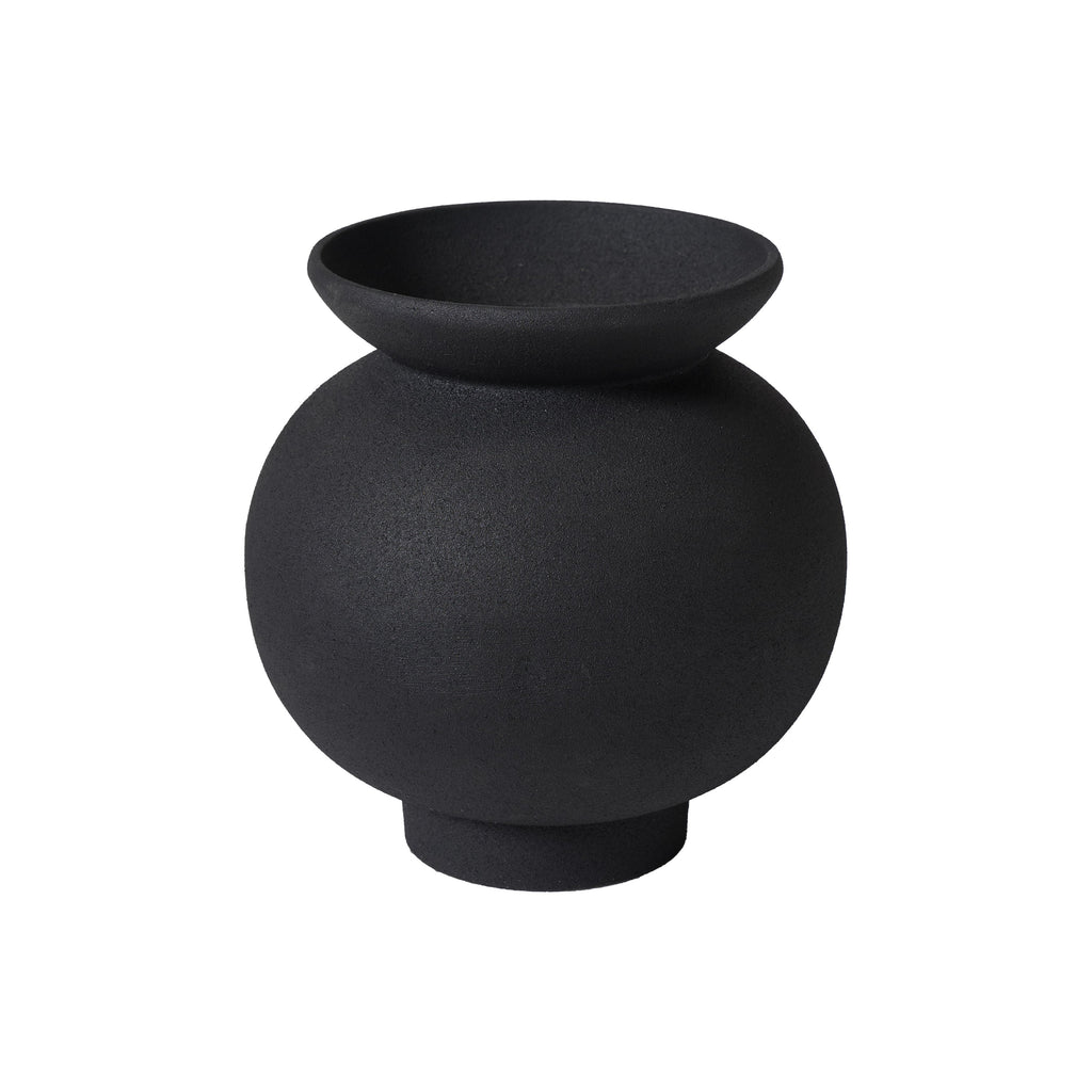 Cadiz vase by Renwil, cast aluminum, textured matte black