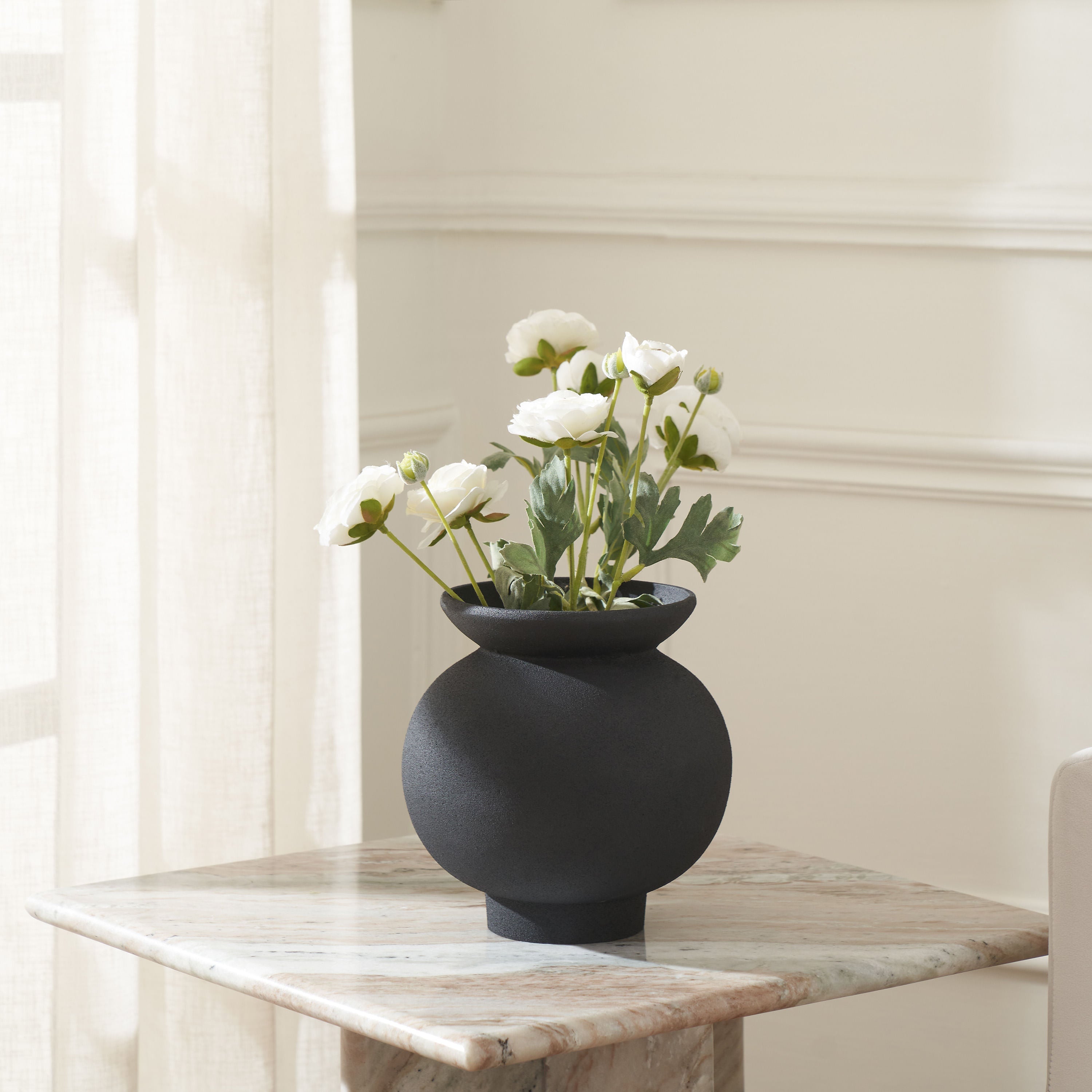 Cadiz vase by Renwil, cast aluminum, textured matte black