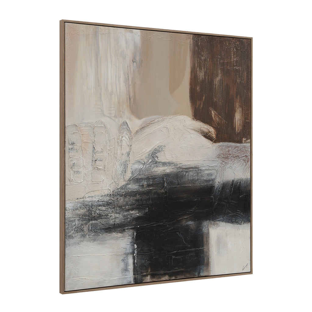 Cane wall art by Renwil, cotton canvas, medium walnut frame