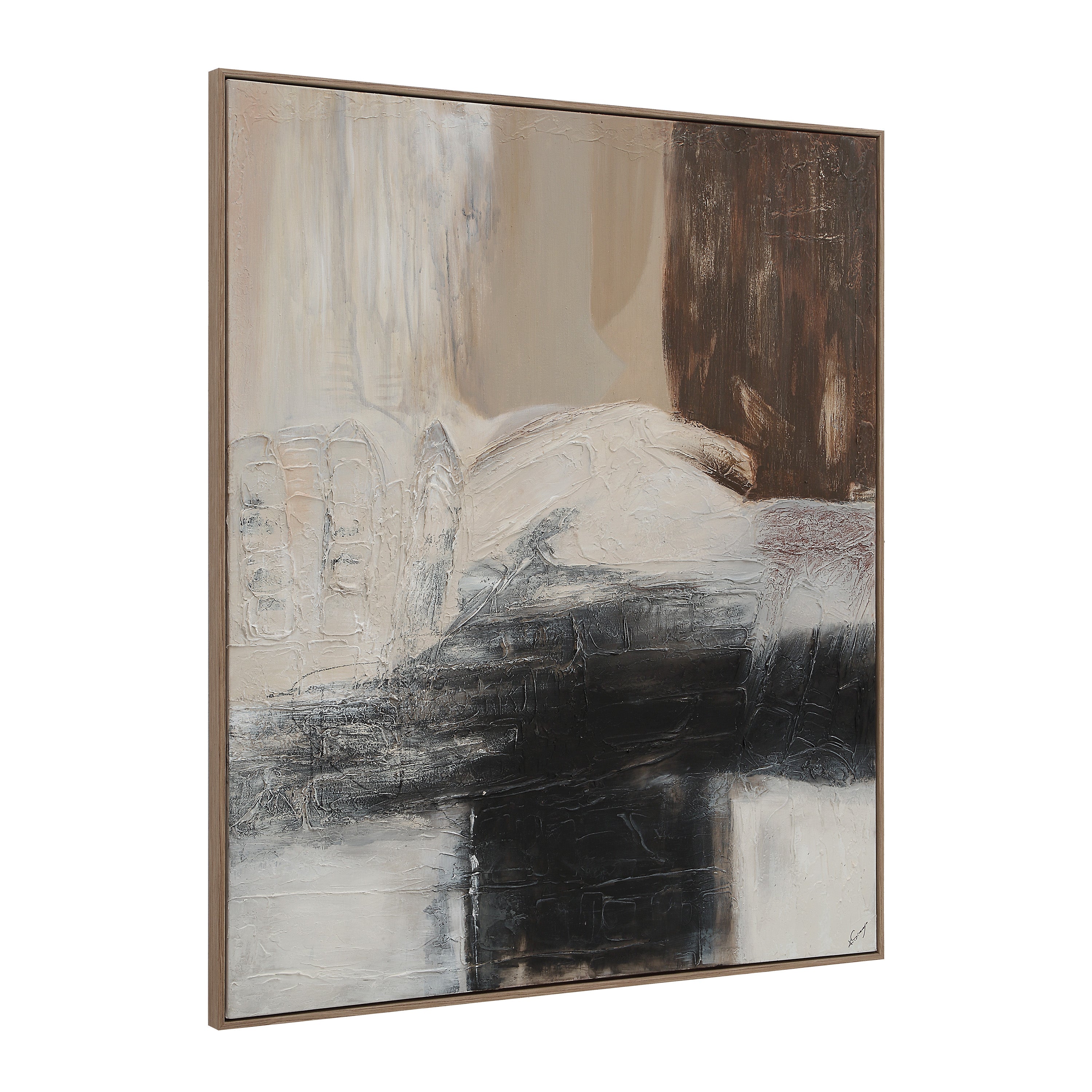 Cane wall art by Renwil, cotton canvas, medium walnut frame