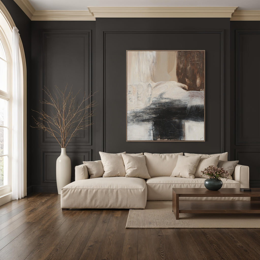 Cane wall art by Renwil, cotton canvas, medium walnut frame