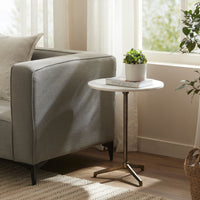 Canning accent table by Renwil, cast aluminum, antique brass finish