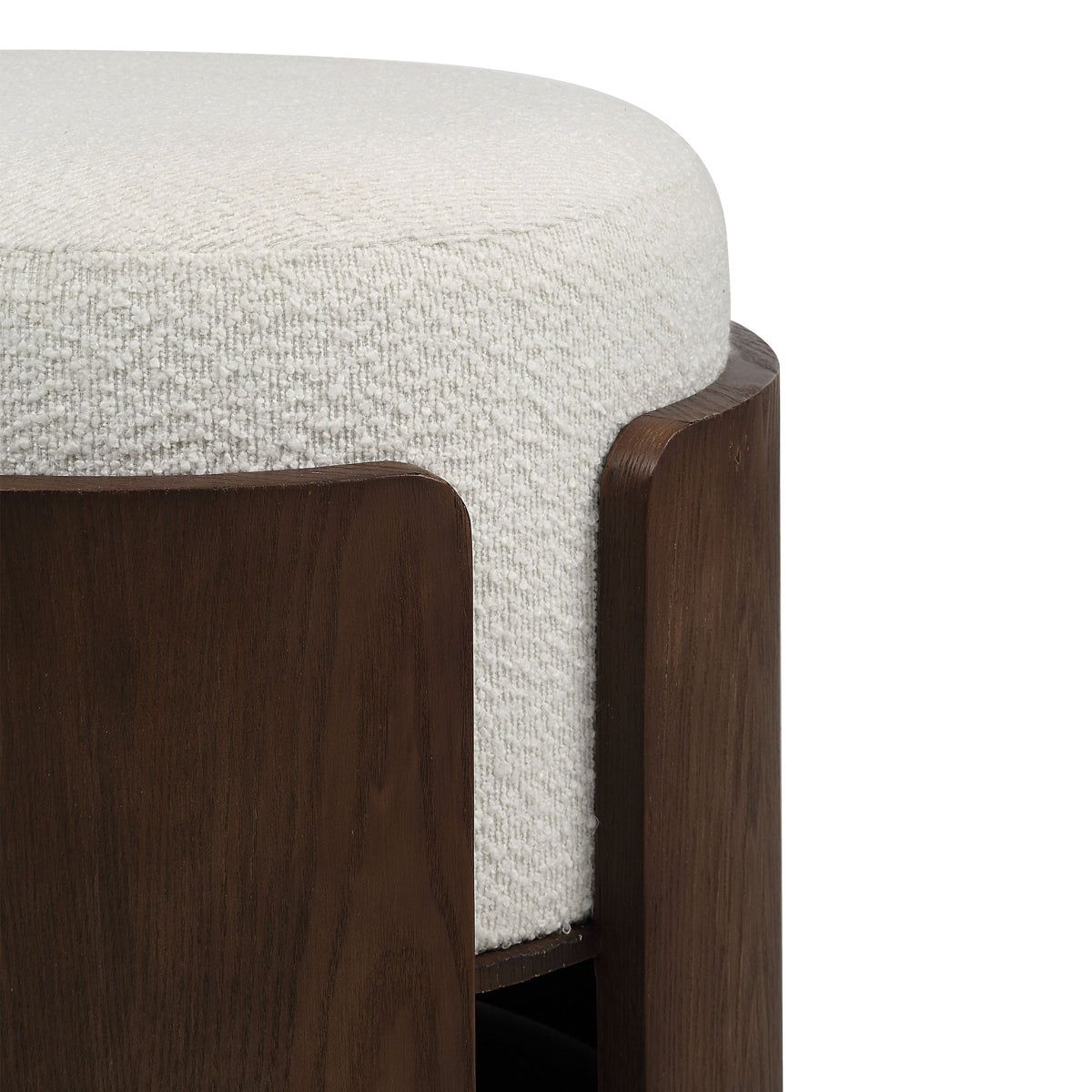 Capsula ottoman by Renwil, wood veneer, walnut finish