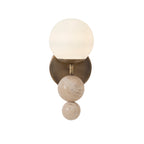 Celestia wall sconce by Renwil, travertine, matte antique brass finish