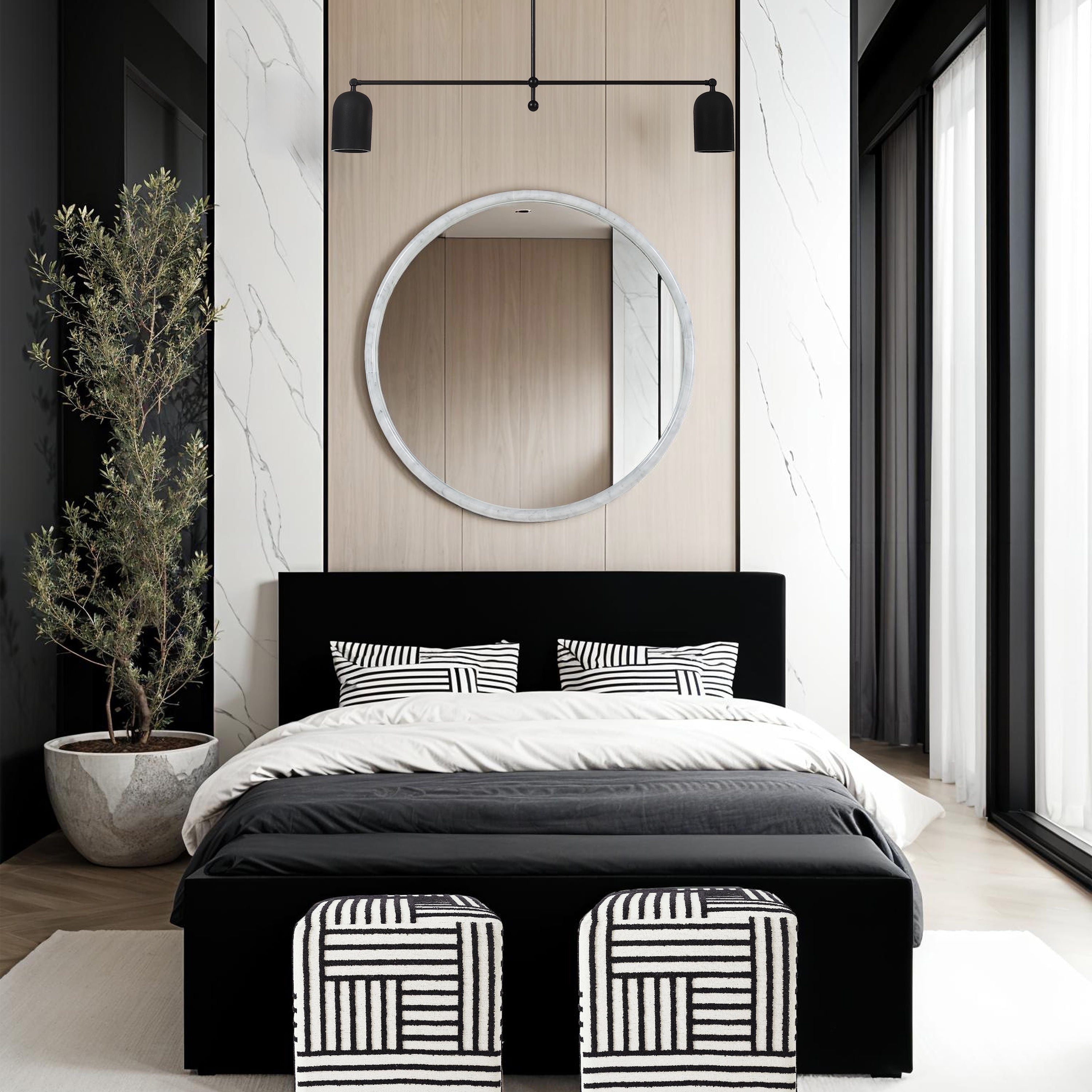 Cento wall mirror by Renwil, solid marble, white