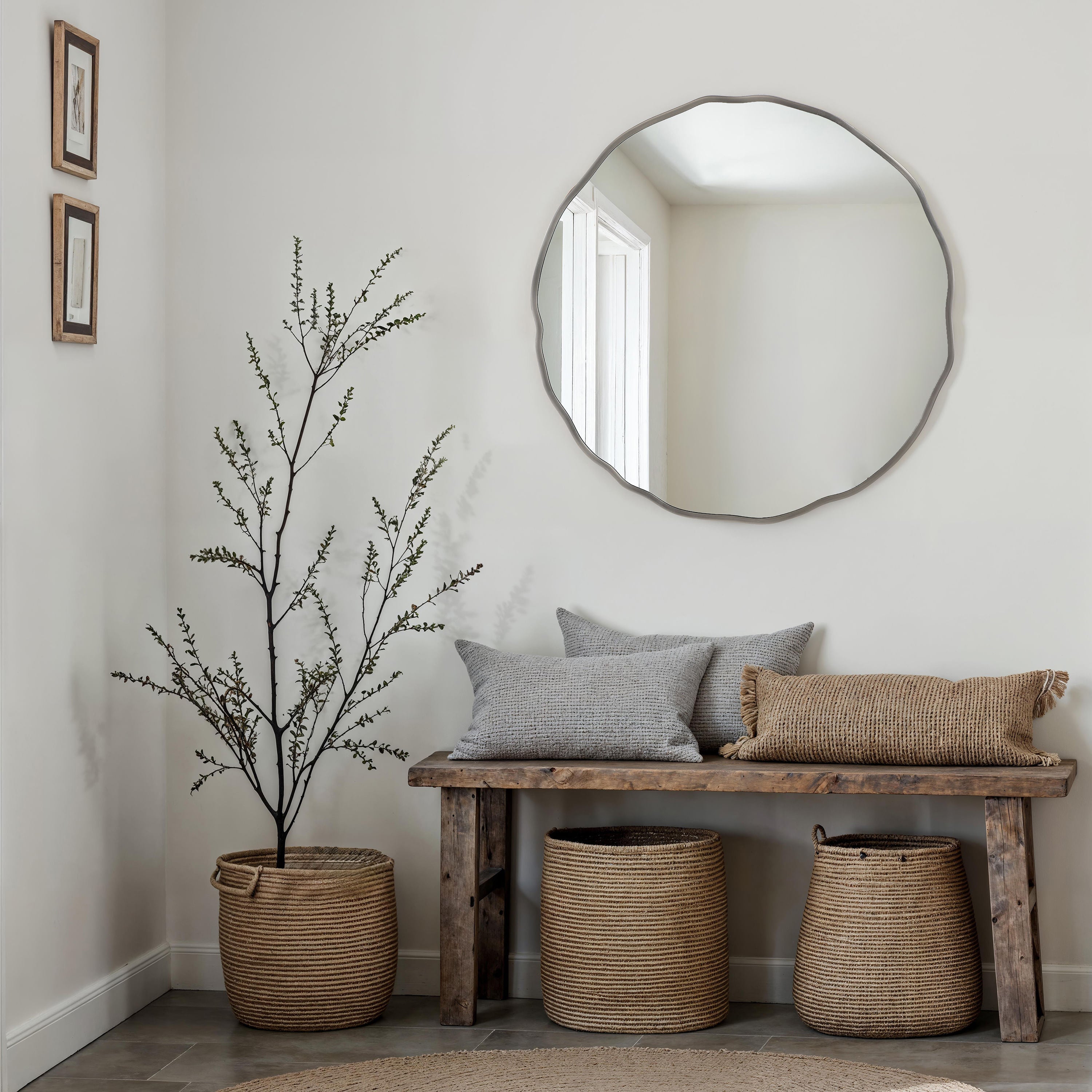 Cerro wall mirror by Renwil, iron, antique nickel finish