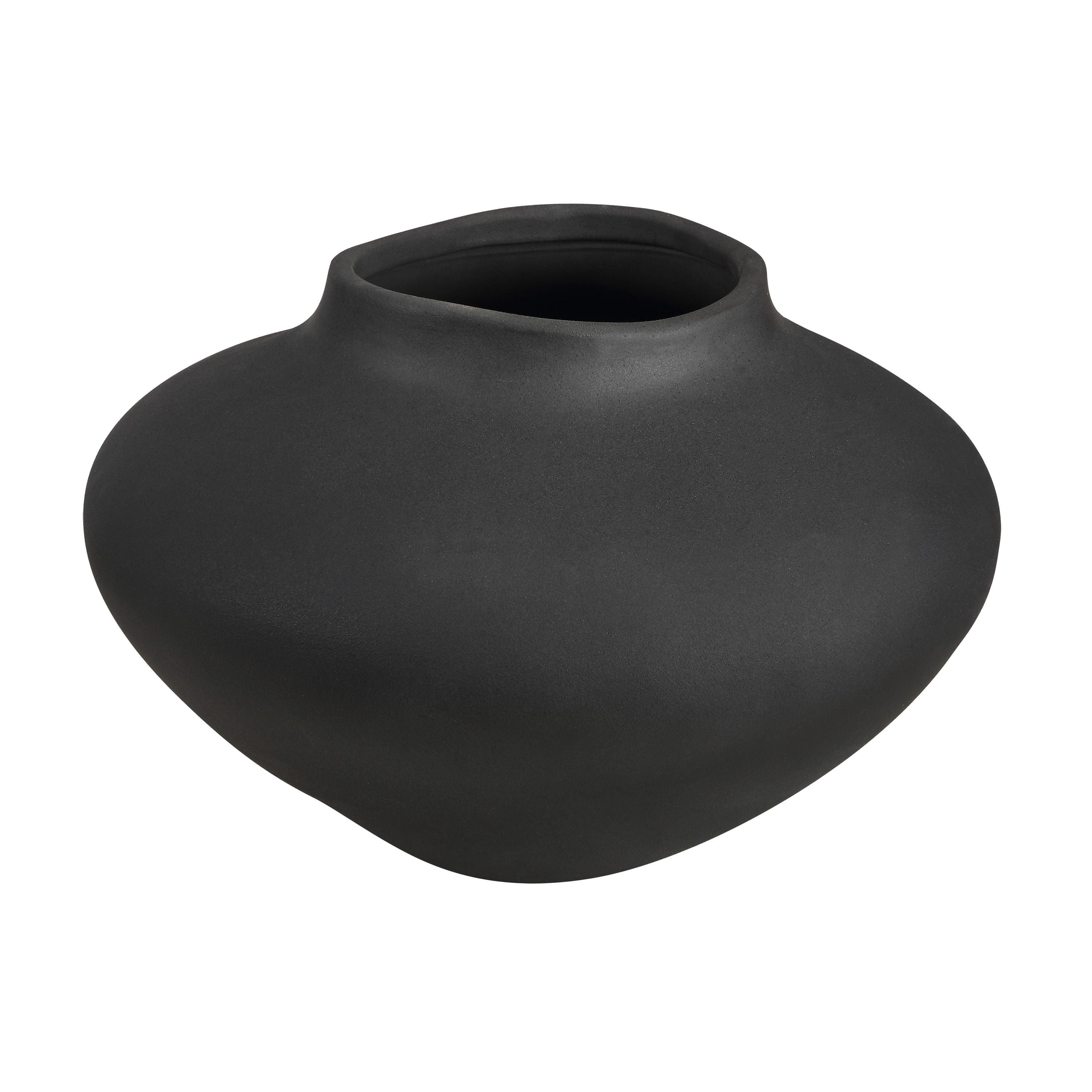 Cipher vase by Renwil, ceramic, textured matte black, hand-finished