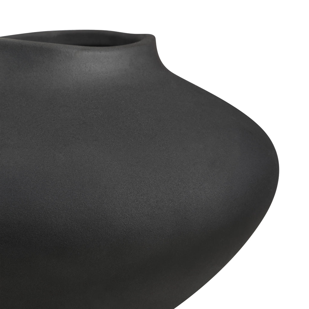 Cipher vase by Renwil, ceramic, textured matte black, hand-finished