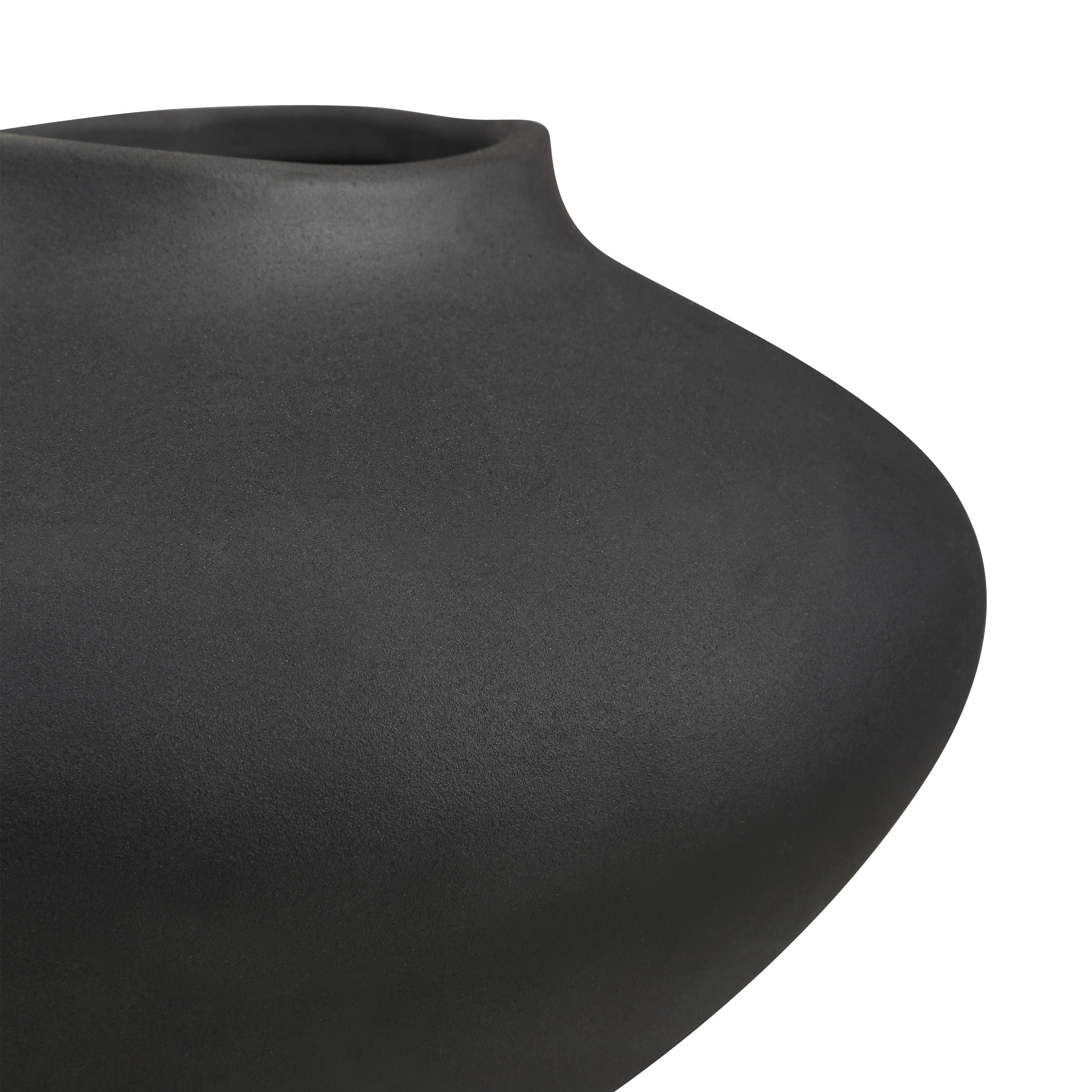 Cipher vase by Renwil, ceramic, textured matte black, hand-finished