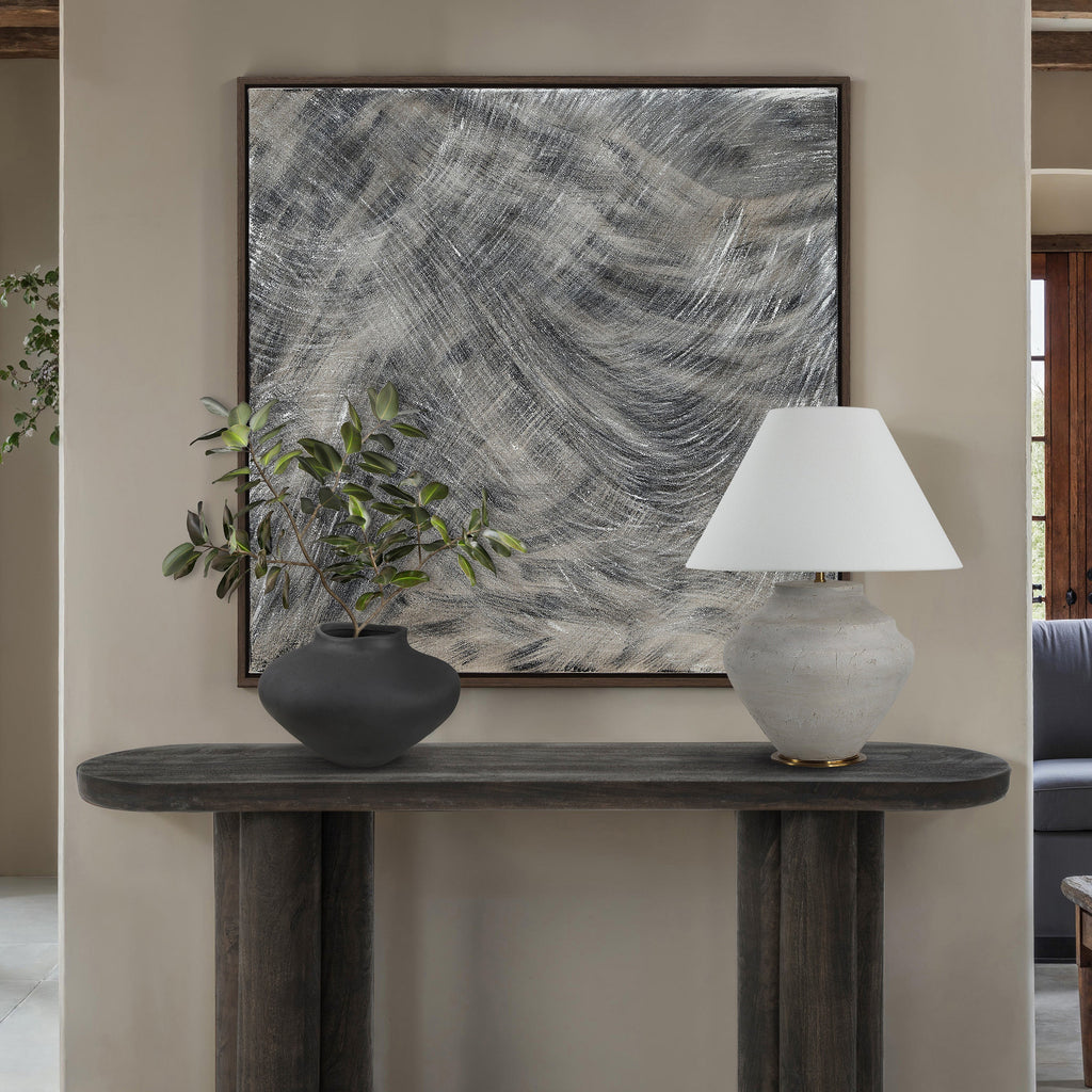 Cipher vase by Renwil, ceramic, textured matte black, hand-finished