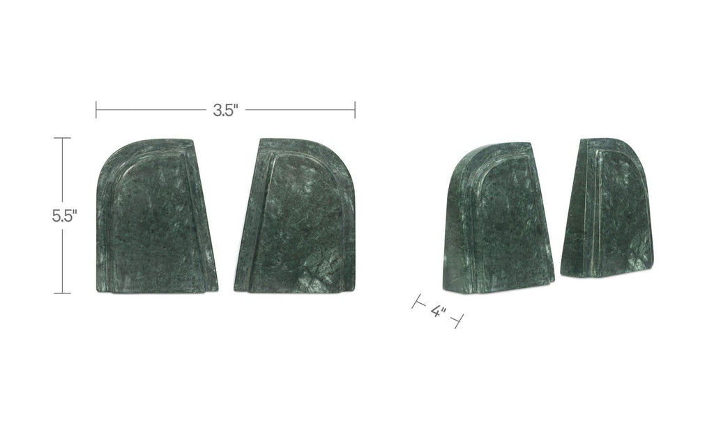 Green Marble Zane Bookends, Set of 2