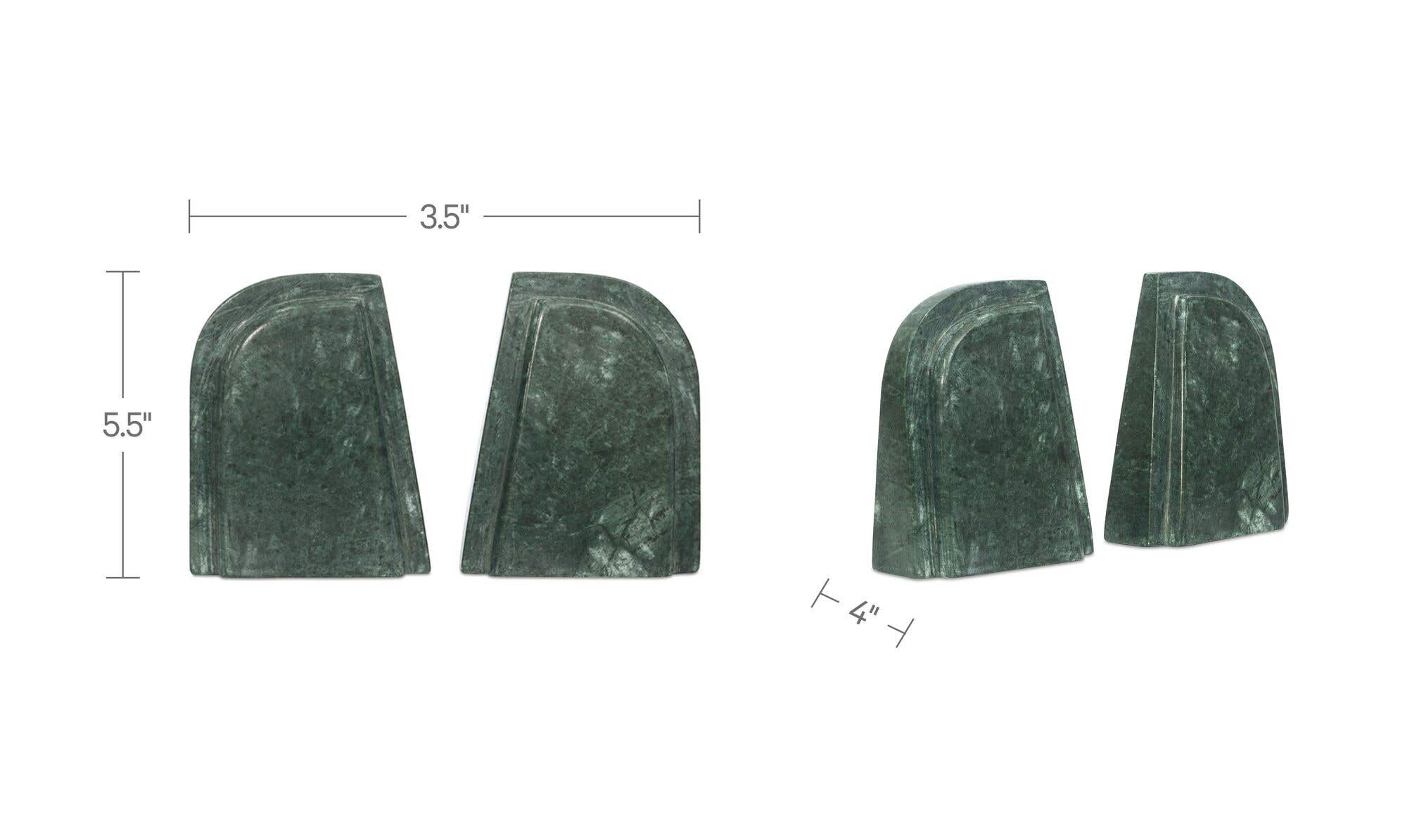 Green Marble Zane Bookends, Set of 2