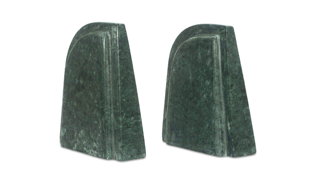 Green Marble Zane Bookends, Set of 2