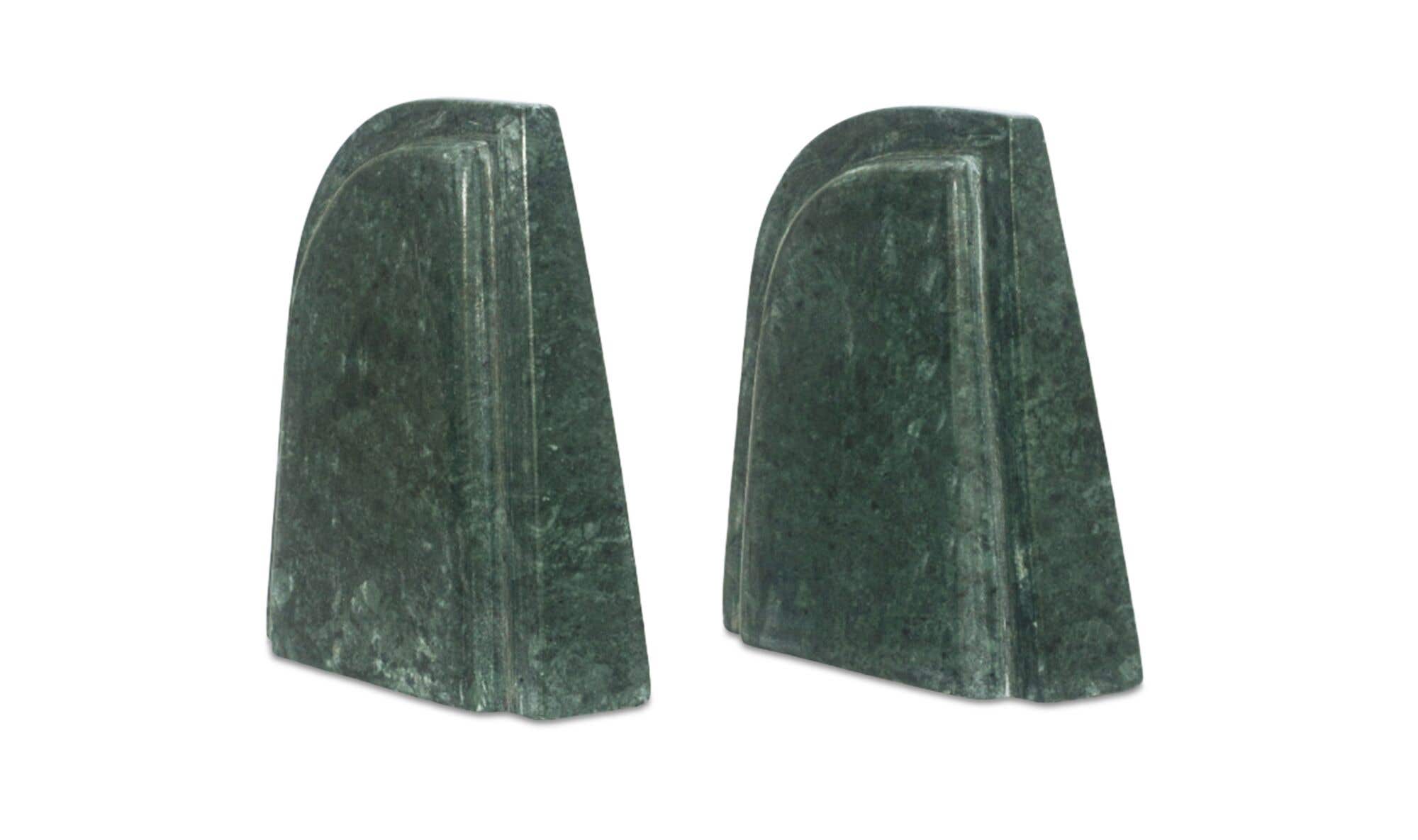 Green Marble Zane Bookends, Set of 2