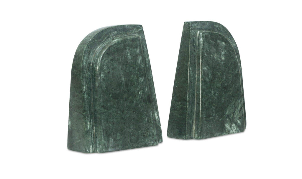 Green Marble Zane Bookends, Set of 2