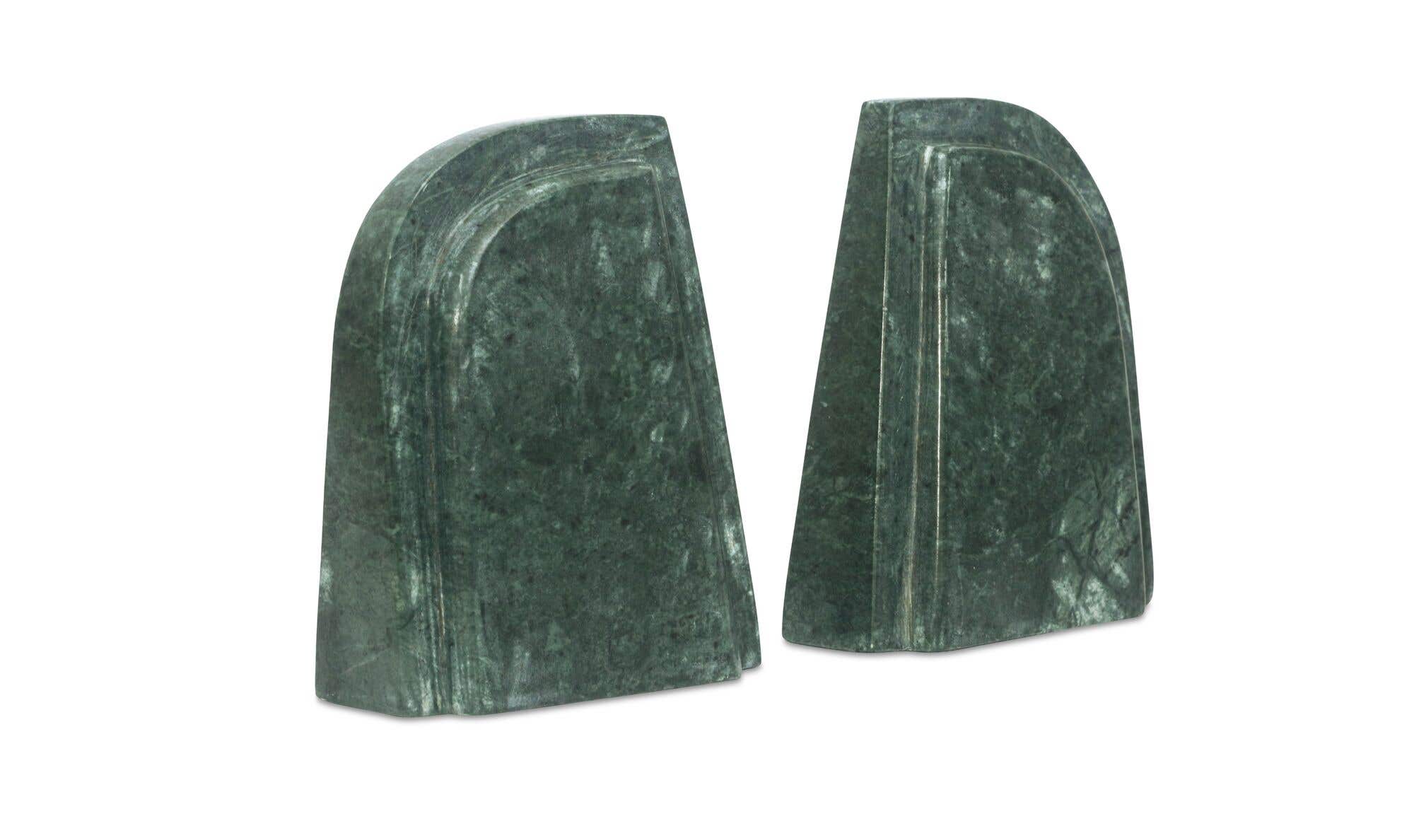Green Marble Zane Bookends, Set of 2