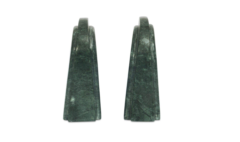 Green Marble Zane Bookends, Set of 2