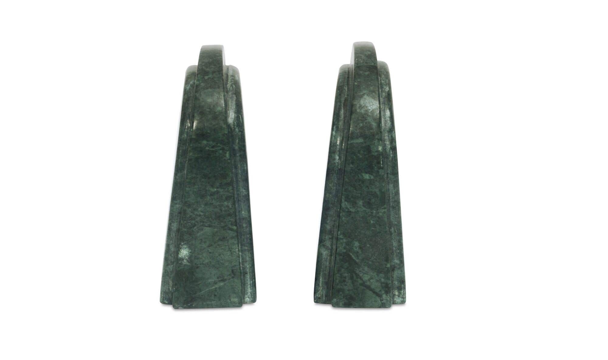 Green Marble Zane Bookends, Set of 2
