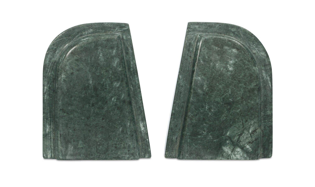 Green Marble Zane Bookends, Set of 2