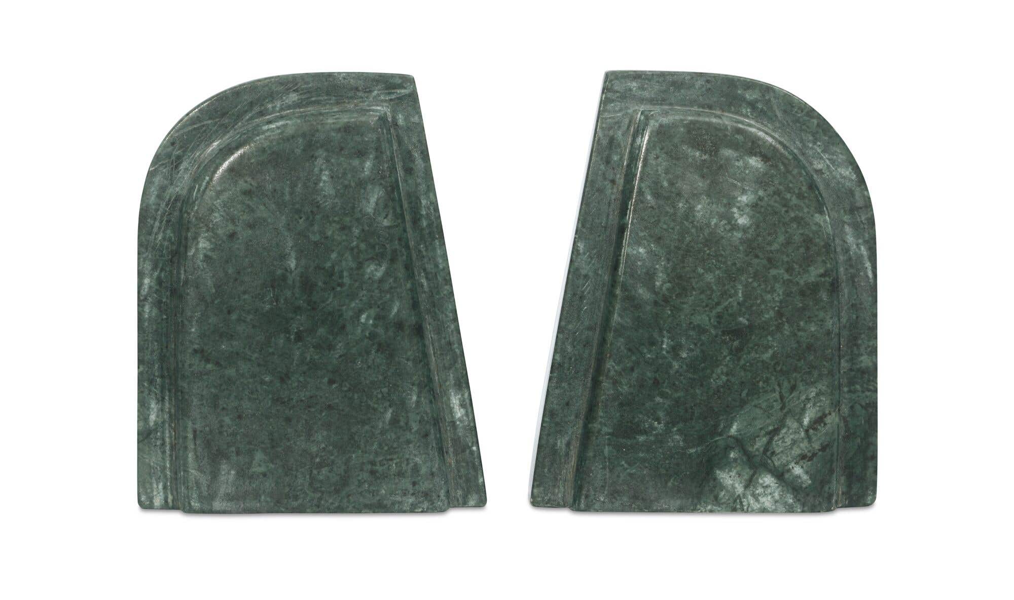 Green Marble Zane Bookends, Set of 2