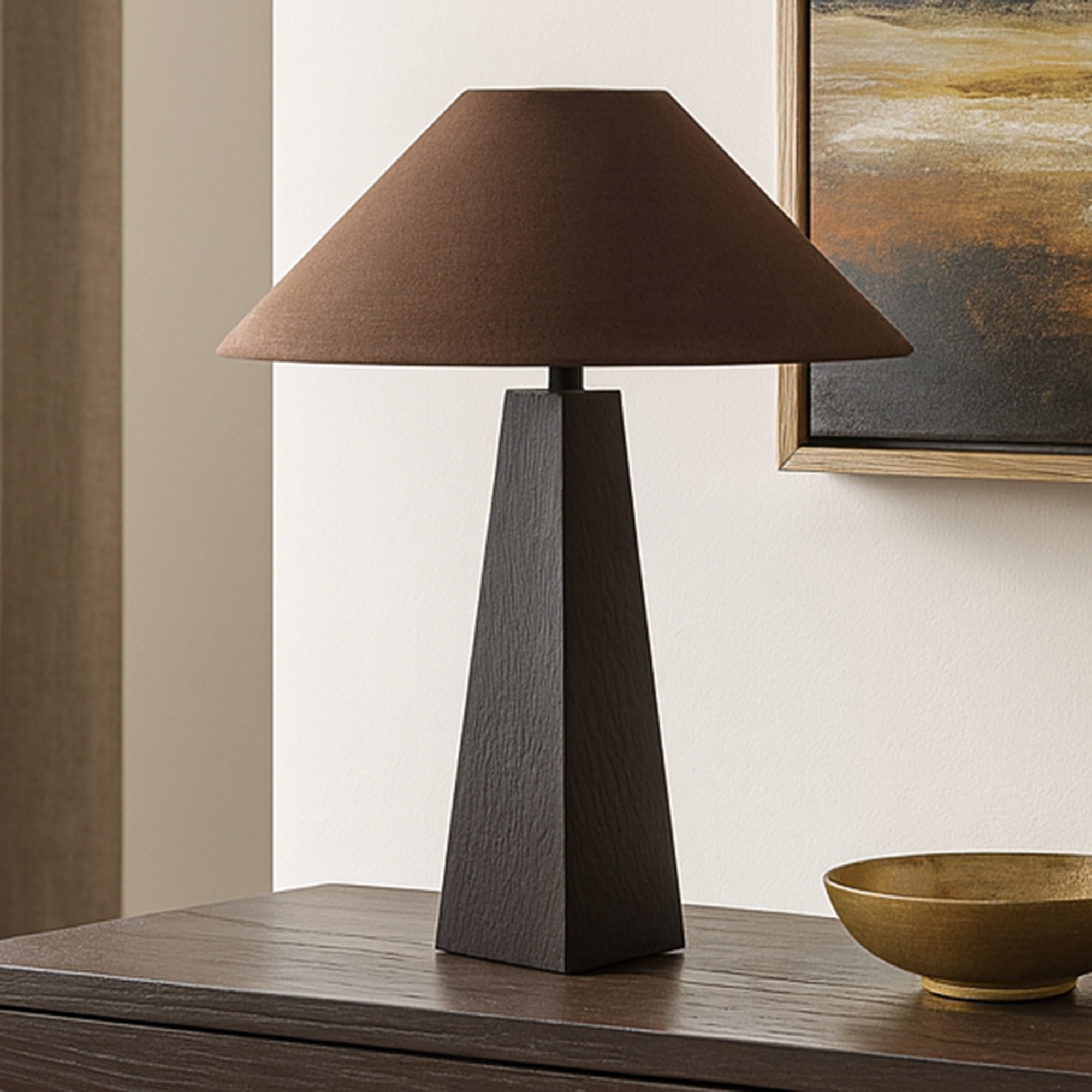 Dorsey table lamp by Moe's Home Collection, matte black ceramic, sculptural curved base