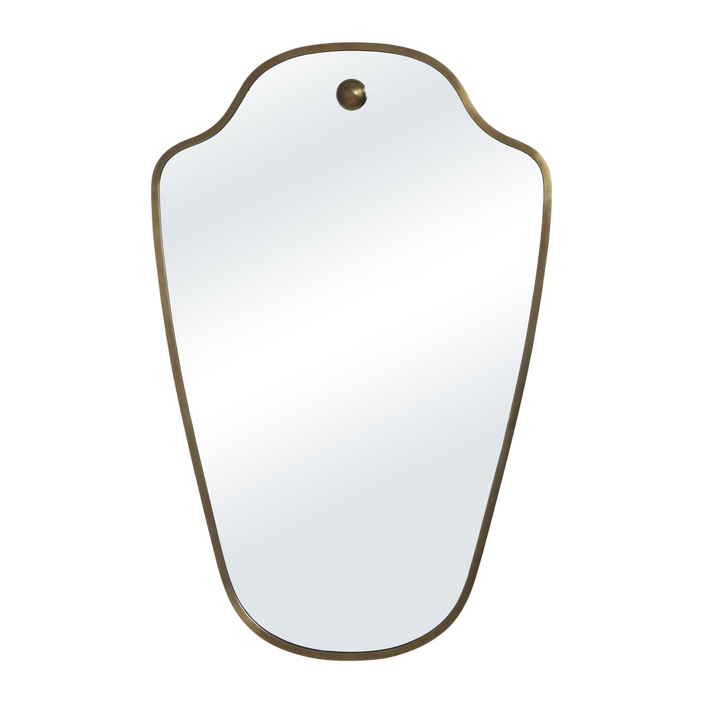Elodie wall mirror by Renwil, iron, dark antique brushed brass finish